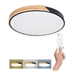 Solight LED osvetlenie s diaľkovým ovládačom Polia dub, čierna / 46W / 3220lm / 40cm / CCT 3000-6500K