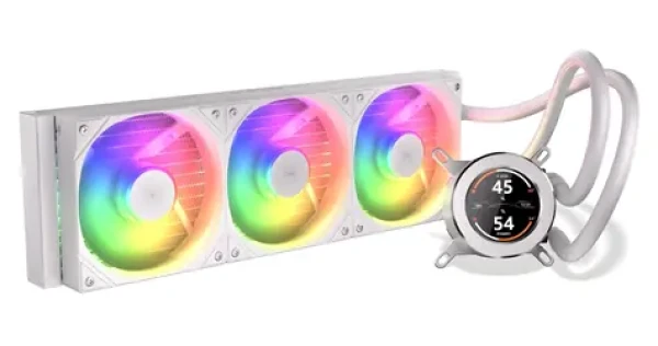 KRUX HydroGlance 360 LCD biela / Vodné chladenie CPU / 360 mm / ARGB / LCD displej / Intel + AMD (KRXE005)