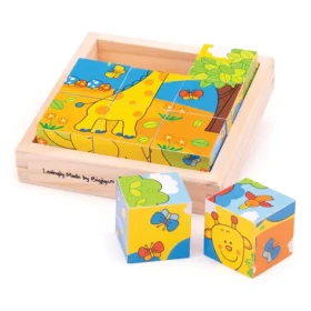 Bigjigs Toys Obrázkové kocky kubusy Safari