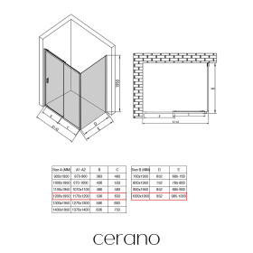 CERANO - Sprchovací kút Varone LINE Ľ/P - 6 mm - čierna matná, grafitové sklo - 120x100x195 - posuvný CER-8050BD7219