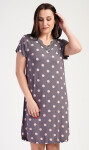Dámska nočná košeľa s krátkym rukávom Polka dot hnědá 1XL