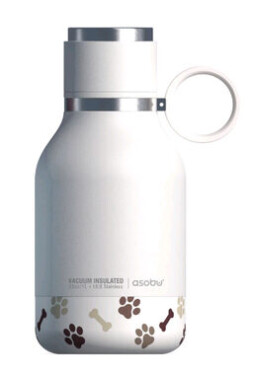 Asobu Dog Bowl Bottle White 0.975 L / Fľaša s miskou pre psa / chladný až 24 hodín / nerezová oceľ (SDB1 White)