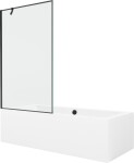 MEXEN/S - Cube obdĺžniková vaňa 170 x 80 cm s panelom + vaňová zástena 100, čierna vzor 550517080X9510007070