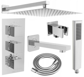 MEXEN/S - Cube DR02 podomietkový vaňový SET s vytokovou hubicou + slim sprcha 25, chróm 77503DR0225-00