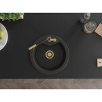 MEXEN/S MEXEN/S - Diego granitový drez 1-miska vrátane batérie Flora, čierna/zlatá metalik 6512-75-670401-57-G