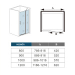 H K - Sprchové dvere MELODY B5 90 jednokrídlové s pevnou stenou 89-92 x 195 cm SE- MELODYB590SET