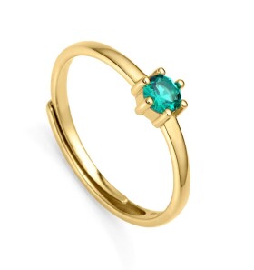 Viceroy Pôvabný pozlátený prsteň so zeleným zirkónom Clasica 9115A01 mm