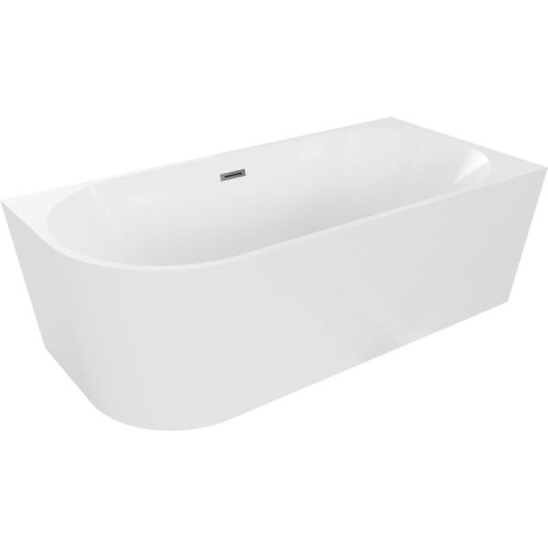 MEXEN/S - Mia voľne stojaca rohová vaňa pravá 160 x 80, biela, sifón a prepad grafit metal 52691608000P-95