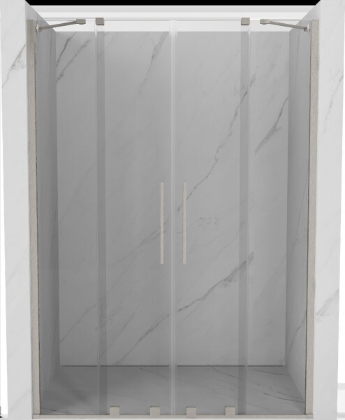 MEXEN/S - Velar Duo posuvné sprchové dvere 150, transparent, nikel kartáčovaný 871-150-000-02-97