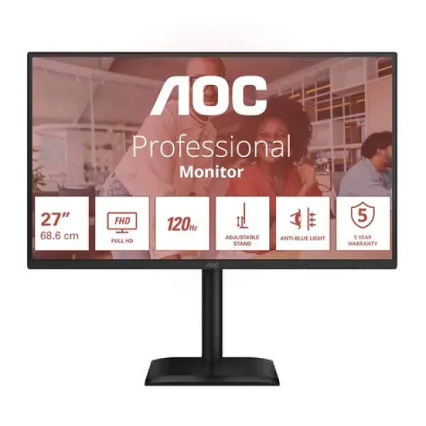 27" AOC 27E4CV čierna / IPS / 1920x1080 / 16:9 / 4ms / 1500:1 / 300cd-m2 / HDMI + DP + USB-C / VESA (27E4CV)