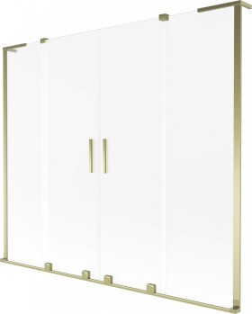 MEXEN/S - Velar L Duo dvojkrídlová posuvná vaňová zástena 170 x 150, dekor, zlatá 896-170-003-32-50