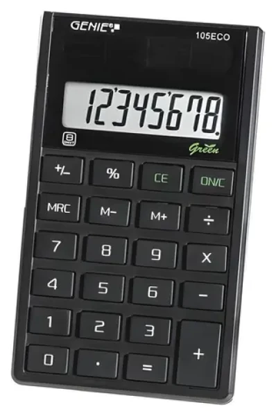 Genie 105 ECO čierna / Kalkulačka / Vreckové / 8miestna / solárne napájanie (11761)