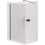 CERANO - Sprchová zástena Walk-in Onyx Round Ľ/P - 8 mm - okrúhla vzpera - čierna matná, ryhované sklo - 120x200 CER-8050BD306