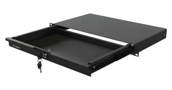 Lanberg Výsuvná rack polica 1U čierna / Rack polica / 19" / Hĺbka 270 mm / Nosnosť 30 kg (AK-2002-B)