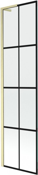 MEXEN/S - Next L vaňová zástena FIX 50 x 150, čierna vzor, zlatá kartáčovaná 895-050-000-03-77-55