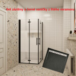 H K - Sprchovací kút MELODY BLACK LINE R101, 100x100 so zalamovacími dverami vrátane čiernej vaničky z liateho mramoru MBLINER101/BLACKSTAR1010SET