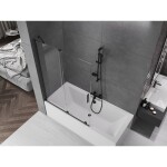 MEXEN/S - Velar Dvojkrídlová posuvná vaňová zástena 120 x 150, transparent, čierna 896-120-000-01-70