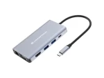 Conceptronic USB-C dokovacia stanica 10v1 šedá / Dokovacia stanica / HDMI/VGA / PD 100W / GLAN / čítačka SD (DONN20G)