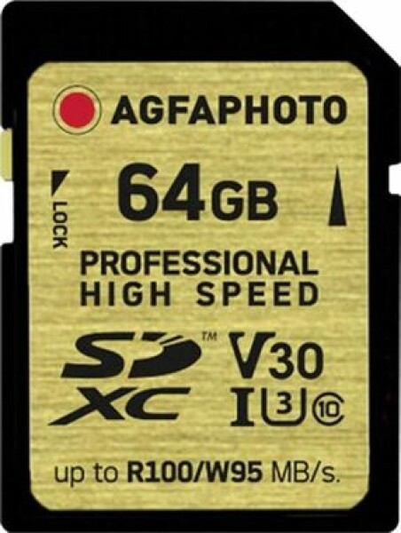 AGFAPHOTO SDXC Professional 64GB (10606) / R: 100 MB/s / W: 95 MB/s / Class V30 (10606)