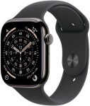 Apple Watch Series 11 GPS + Cellular, 46 mm titánové puzdro, bridlicová farba, čierny športový remienok – veľkosť M/L