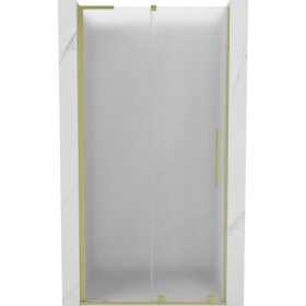 MEXEN/S - Velar L posuvné sprchové dvere 100, dekor, zlatá kartáčovaná 871-100-003-31-55
