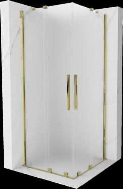 MEXEN/S - Velar Duo sprchovací kút, posuvné dvere 90 x 90, dekor, zlato 871-090-090-32-50