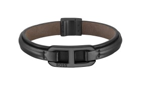 Hugo Boss Štýlový kožený čierny náramok Kode 1580784 19 cm