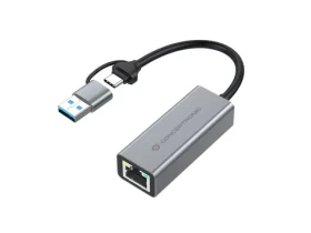 Conceptronic USB-C/USB-A - GbE sivá / Sieťový adaptér / 5 Gbit/s USB / 0,18 m (ABBY08G)