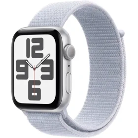 Apple Watch SE (2024) GPS 44mm Strieborné hliníkové telo - Oblačne modrý prevliekací remienok (MXET3QC/A)