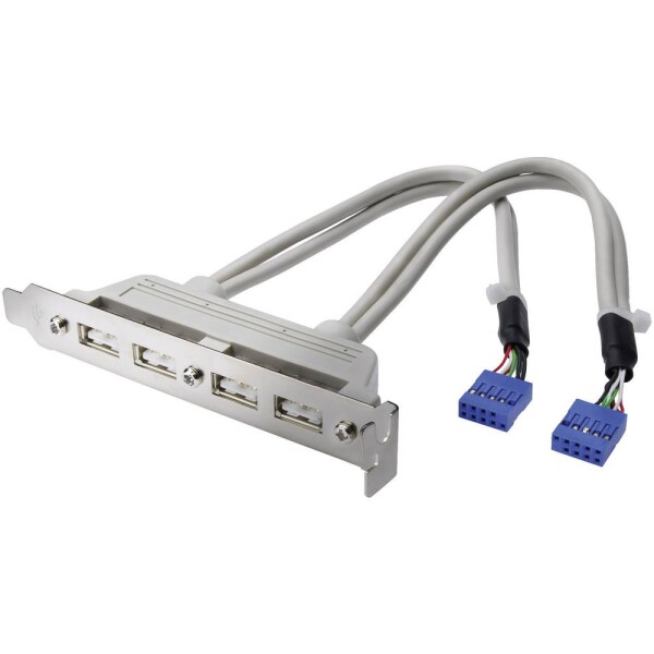 DIGITUS záslepka slotu s 4 USB portami / kábel 2x 10 Pin / 0.25m AK-300304-002-E