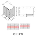 CERANO - Sprchovací kút Santoro - ľavá - 6 mm - čierna matná, mliečne sklo - 120x80 - posuvný CER-665650