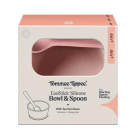 Tommee Tippee Silikónová mištička s prísavkou a lyžičkou ružová (448747-T)