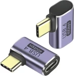 PremiumCord Adaptér USB-C samica - USB-C samec zahnutý 90° / Redukcia / USB4 40Gbps / 100W PD / Aluminium (kur31-40)