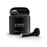 SAVIO TWS-02 Bluetooth slúchadlá do uší čierna / nabíjacie puzdro / mikrofón / funkčné tlačidlá (TWS-02)