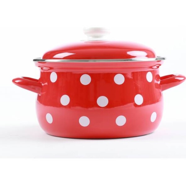 Smaltovaný hrniec Biely bodík Sfinx, priemer 24 cm, objem 6,1 l - Belis - Belis - Sfinx - Belis - Sfinx