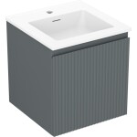MEXEN/S - Rivel kúpeľňová skrinka 45 cm s umývadlom Otis, 1 šuplík, reliéf, grafit mat/biela mat 91A20-04547-1-BF66-W18M01