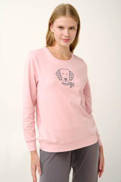 Vamp - Súprava pyžama a fleecovej vesty s potlačou psa 21499 - Vamp pink peach XL
