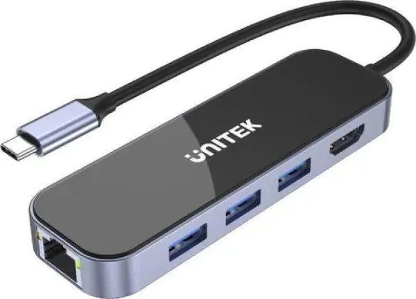 Unitek D1084A / USB-C hub / HDMI 4K / 3x USB-A 3.1 / RJ-45 / USB-C PD 100W (D1084A)