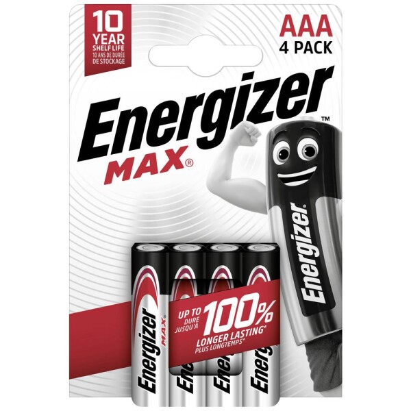 Energizer Max mikrotužková batérie typu AAA alkalicko-mangánová 1.5 V 4 ks; E303325600