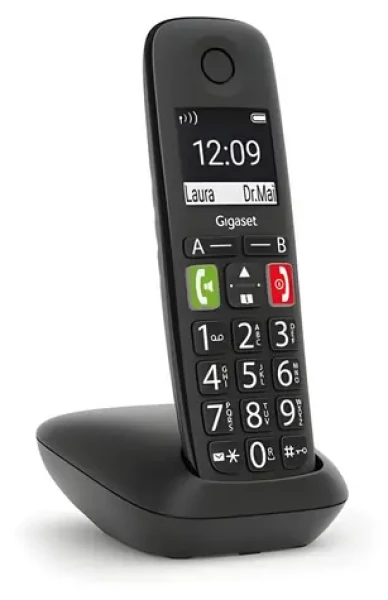 Gigaset E290 čierna / Bezdrôtový telefón / DECT / Handsfree / Záznamník / Vhodný pre seniorov (S30852-H2901-C101)