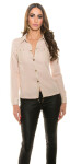 Sexy Koucla blouse with leatherlook and buttons BEIGE