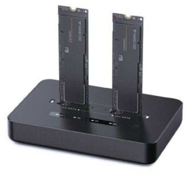 Gembird Stacja dokująca do komputerów stacjonarnych z dwoma diskami SSD USB typu C M.2 NVME i SATA Čierny
