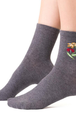 Dámske vzorované ponožky 099 MELANŽOVĚ ŠEDÁ 35-37
