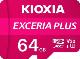 KIOXIA EXCERIA PLUS microSDXC 64GB + adaptér / Class 10 / UHS-I U3 / A1 / V30 / čítanie: 100MBs / zápis: 65MBs (LMPL1M064GG2)