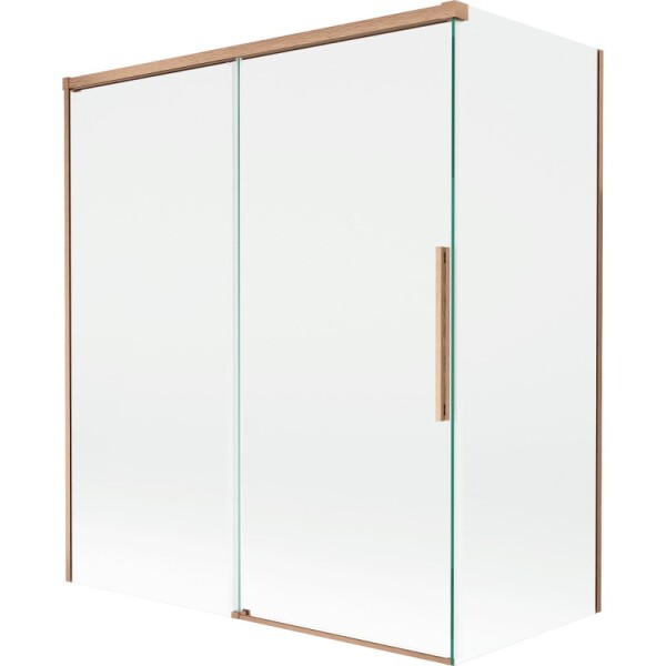 MEXEN/S - Rox vaňová zástena 2-krídlová posuvná 140 + 70 x 150, transparent, měď kartáčovaná 8C9-140-070-65-00