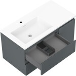 MEXEN/S - Orio kúpeľňová skrinka 90 cm s umývadlom Otis ľavá, 2S, 1D, grafit mat/biela mat 91A13-09047-3-BBFFF66-W18L01