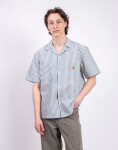 Carhartt WIP S/S Leavel Shirt Leavel Stripe, Blue River M