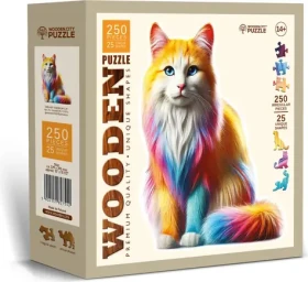 Wooden City Drevené puzzle Dúhová mačka 250 dielikov
