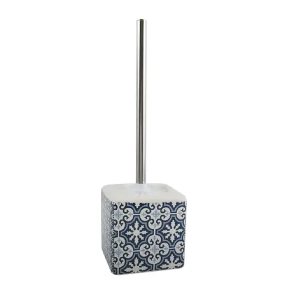 MSV AMADORA WC kefa s keramickou nádobou bielo-modrá / 11,5 x 11,5 x 38,5 cm