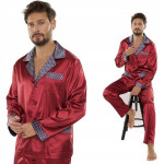 Pánske saténové pyžamo Satyna Adam 939 - De Lafense 3XL bordó